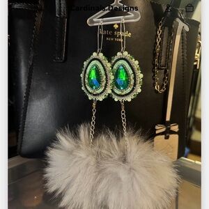 Kate Spade Iridescent Green and Silver Earrings
